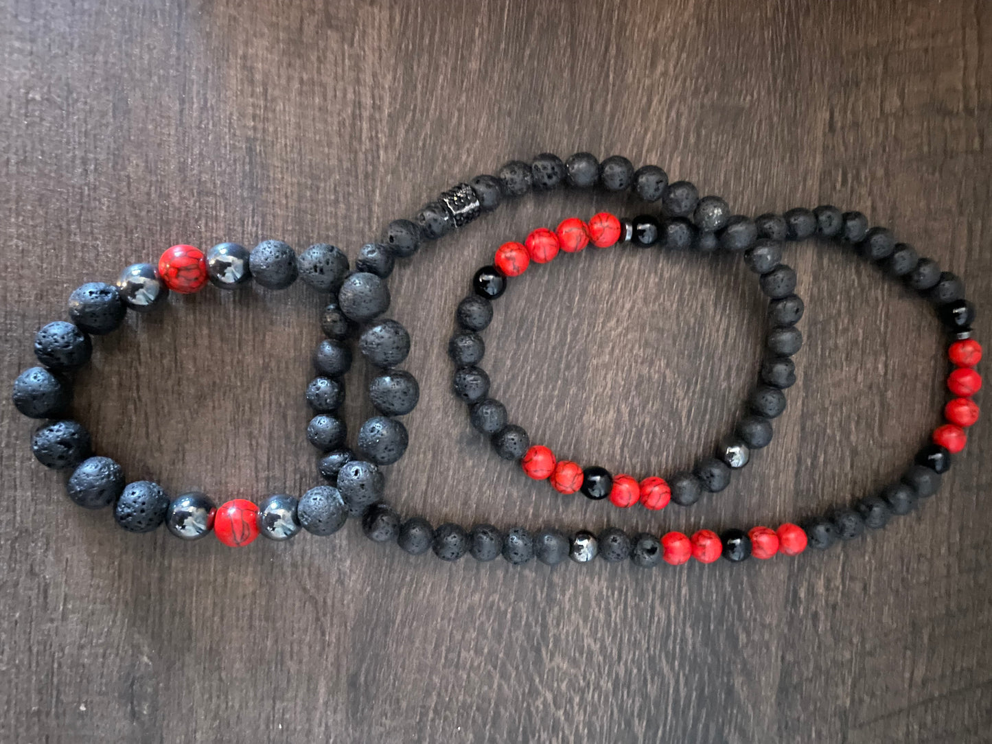 Red & Black necklace with bracelet