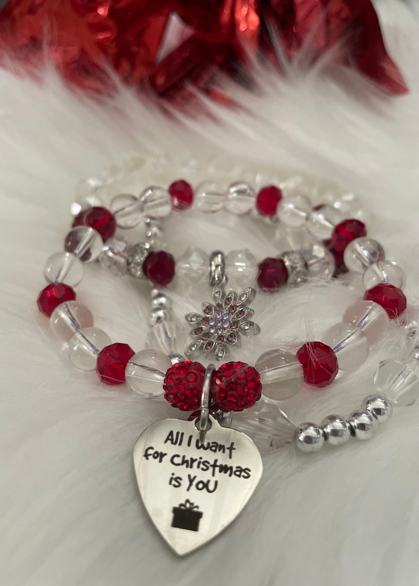 All I want for Christmas is you charm bracelet set