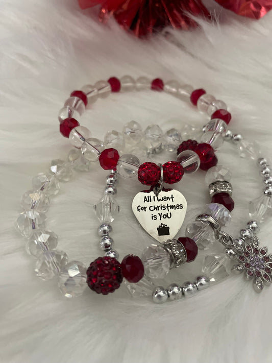 All I want for Christmas is you charm bracelet set