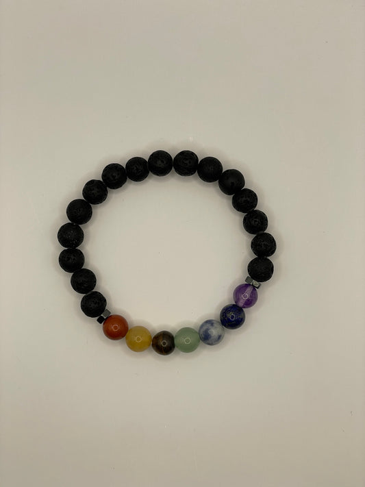 Chakra lava stone bracelet